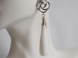 Milky White long drop Smooth Briolette Earrings- Wedding jewelry