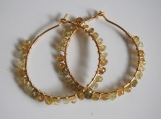 Rare shaded Grossular garnet Gold filled Hoop Earrings