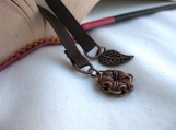 Brown Ribbon Bookmark with Leaf Charm 