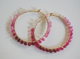  Genuine Shaded Ruby and Gold filled Hoop Earrings