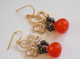  Gorgeous Orange color Onion Briolette- Pyrite- Gemstone Earring