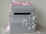 Wedding Card Box Silver and Pink [box #10]