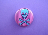 Blue Skull and Pink Stripes Pin