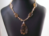 Golden Strawberry Quartz Citrine and Amber Gemstone Necklace