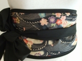 Looby Lou Obi belt - Japanese blossom on waves