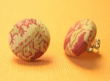Vintage Floral Fabric Button Earrings