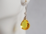  Gemstone Yellow Quartz Dangle Drop Earrings