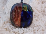 Gold and Blue Dichroic Fused Glass Pendant