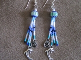 Dolphin Spiral earrings with Chevron - Hand Beaded