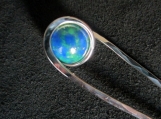 Hair Fork in Nickel Silver with Mother Earth sphere