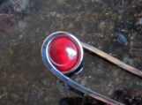 Hair Fork in Nickel Silver with Red Earth sphere