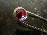 Hair Pin (Fork) Nickel Silver with Deep Red Sphere