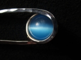 Hair Pin in Nickel Silver with Blue Fiber Optic Sphere