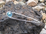 Hair Pin in Nickel Silver with Light Blue AB Glass Sphere