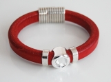  Red Licorice Leather Bracelet- Bangle bracelet-Crystal charm 