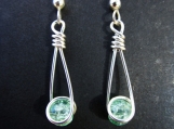 Sterling Moon Catcher (TM) Earrings with Green Crackle Glass