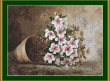 White Azaleas In A Flower Pot Cross Stitch Pattern