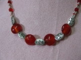 Red and Silver Beaded Chunky Necklace