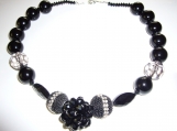 A Necklace in Black Agate and Crystal