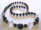 Black agate and crystal necklace