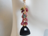  Black Spinel- Multi Tourmaline Cluster Dangle drop Earrings