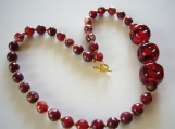 Necklace with Faceted Red Agate and Red Cubes