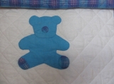 Blue and Plaid Sleeping Teddy Baby Quilt