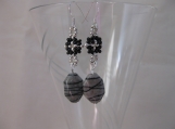 Grey Black and Silver Earrings