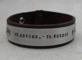 Men's Leather Bracelet Longitude Latitude Custom GPS Coordinates