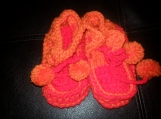 NCA children's  red & orange crochet shoes 