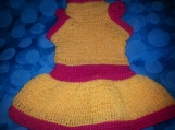 NCA doggy crochet outfit for female yellow & fushia pink