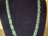 Unisex Stainless Steel and Green Chainmaille Necklace