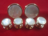 Cufflinks and Studs Inlaid Mother of Pearl 3 Ring Design