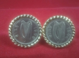 IRISH HARP COIN CUFFLINKS 