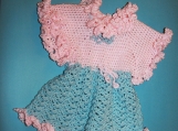 Pink and Blue Hand-knitted Dress for 2-3 year old Girl 