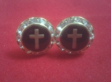  SWAVORSKI CRYSTAL CROSS CUFFLINKS