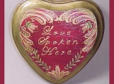 Hand Painted "Love Spoken Here"  Heart Shape Wood Sign