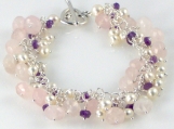 Romance - Rose Quartz, Amethyst, and Freshwater Pearl Bracelet