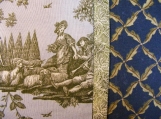 Soft Blue & Sage Green Victorian Toile Scene Standard or Queen Pillowcase