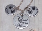 Personalized Mothers Necklace Cherish Moments w Two Name Circles