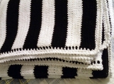 Adult large black and white modern knit cotton blanket