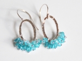 Apatite Hoop Earrings- Silver Chandelier Dangle Drop Earrings