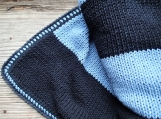 Black blue striped modern cotton handmade blanket child teen 