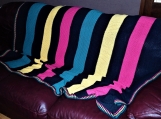 Colorful cotton blanket, large knitted throw, adult couch throw