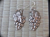 Earrings-Antique Silver Stamped Grape cluster