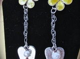 Earrings-Sterling Silver/Enameled Flower & Heart, Post style