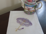 Embroidered Flour Sack Towel/Quilt Block - Parasol Design