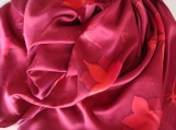 Sumptuous Silk Satin Bourdeaux /Red Batik Hand Painted shawl 