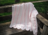  Crochet Long Afghan Raised Stitch Pink and White