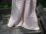 Crocheted Plush Pink with Yellow Edging  Baby Afghan